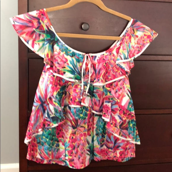 JCREW - Ruffle Top / Ratti Pineapple / 0 - Picture 3 of 8